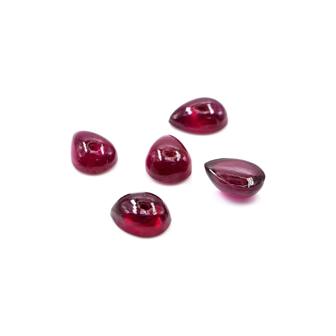 Natural Bangkok Ruby Calibrated Cabochon Pears | 5x7mm & 6x8mm