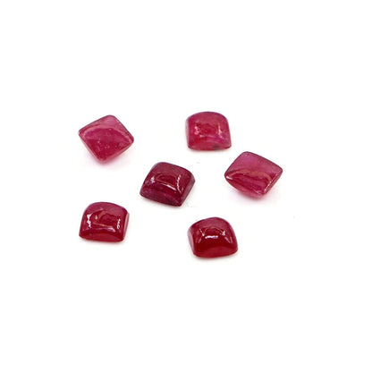 Natural Bangkok Ruby Calibrated Cabochon Squares | 4mm & 4.5mm