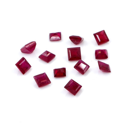 Natural Bangkok Ruby Calibrated Squares | 3mm & 3.5mm