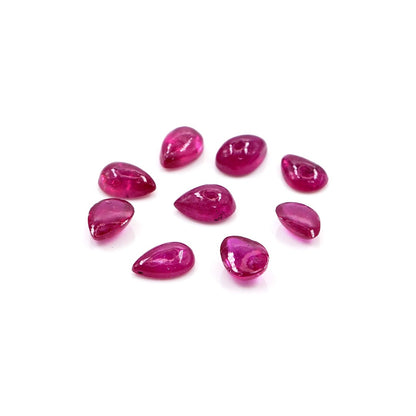 Natural Bangkok Ruby Calibrated Cabochon Pears | 3x5mm & 4x6mm