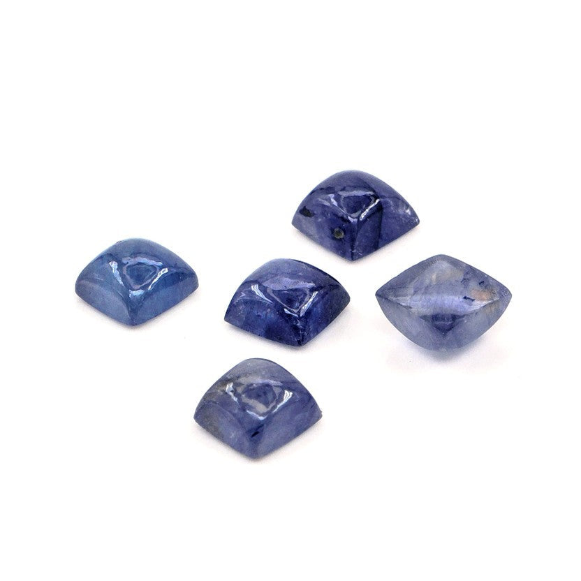 Natural Bangkok Blue Sapphire Calibrated Cabochon Squares | 7mm & 6mm