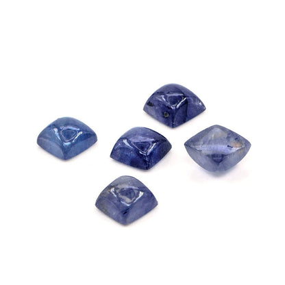 Natural Bangkok Blue Sapphire Calibrated Cabochon Squares | 7mm & 6mm