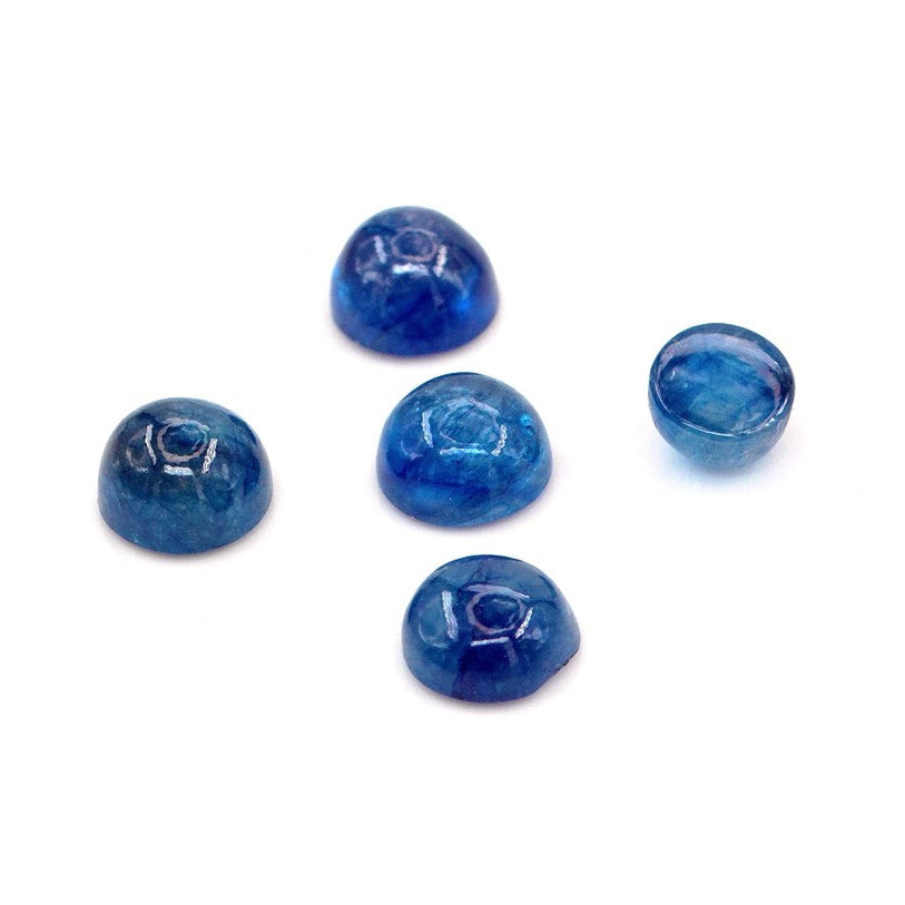 Natural Bangkok Blue Sapphire Calibrated Cabochon Rounds | 5mm & 6mm