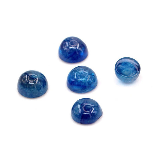 Natural Bangkok Blue Sapphire Calibrated Cabochon Rounds | 5mm & 6mm