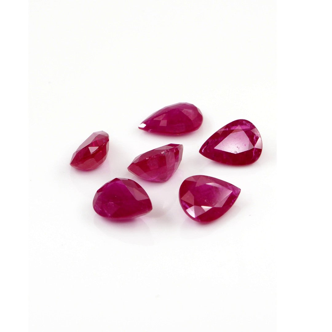 Natural Untreated Mozambique Ruby Calibrated Pears | 5x7mm & 6x8mm