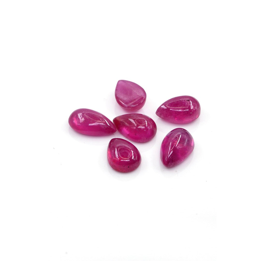 Natural Bangkok Ruby Calibrated Cabochon Pears | 5x7mm & 6x8mm