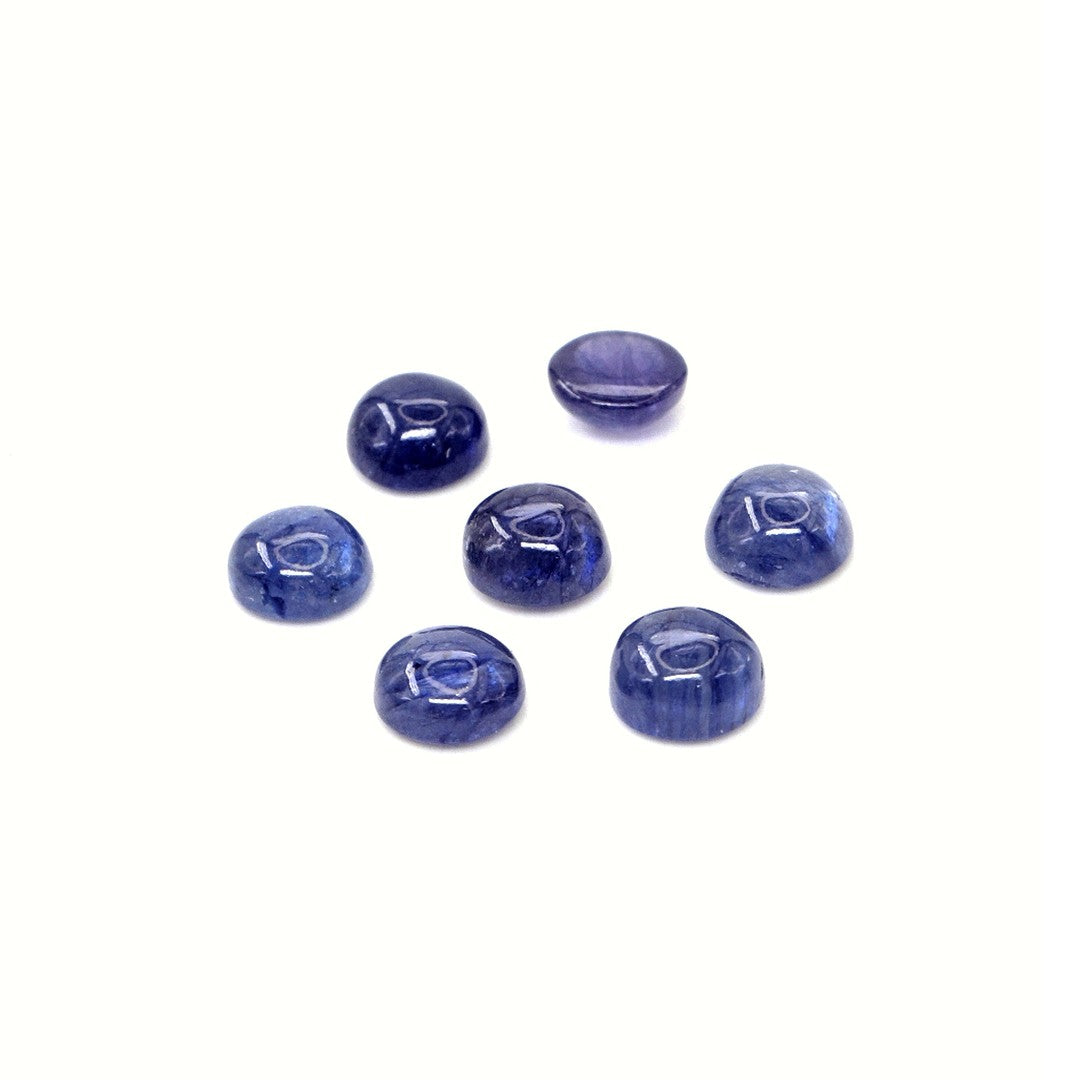 Natural Bangkok Blue Sapphire Calibrated Cabochon Rounds | 5mm & 6mm