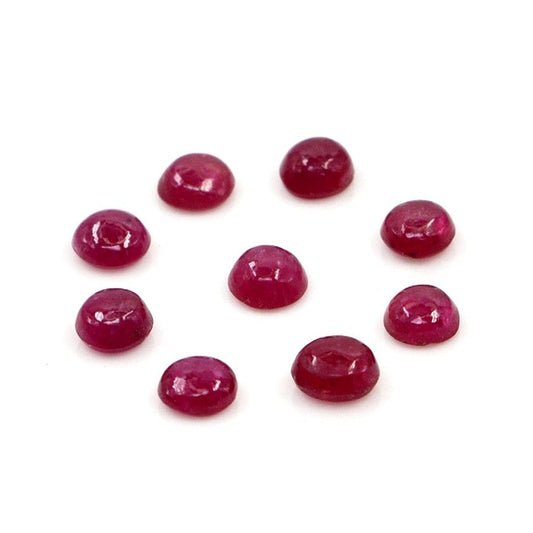 Natural Bangkok Ruby Calibrated Cabochon Rounds | 3mm & 3.5mm