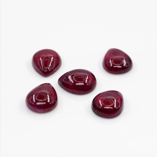 Natural Bangkok Ruby Calibrated Cabochon Pears | 5x7mm & 6x8mm