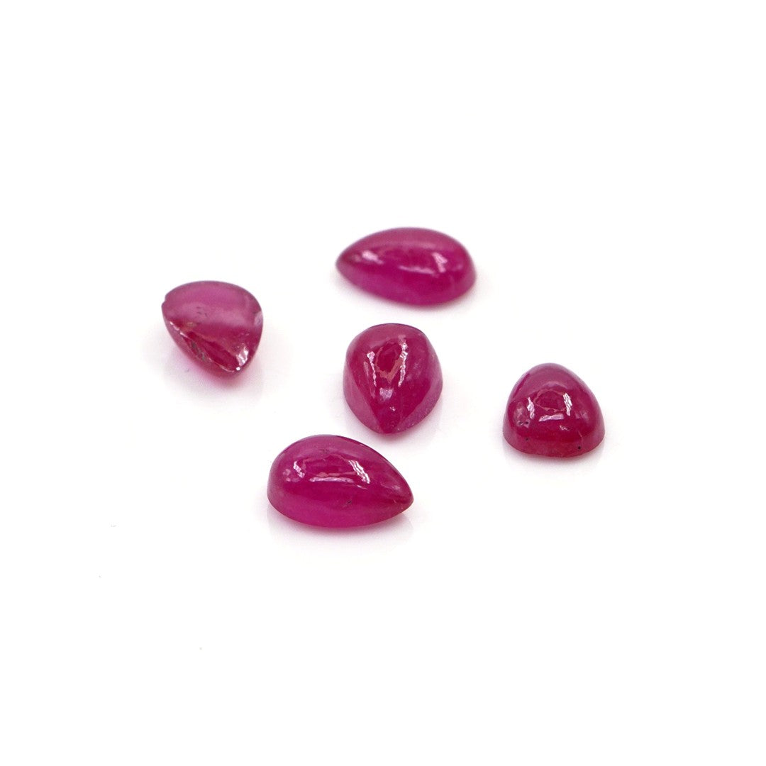 Natural Bangkok Ruby Calibrated Cabochon Pears | 3x5mm & 4x6mm