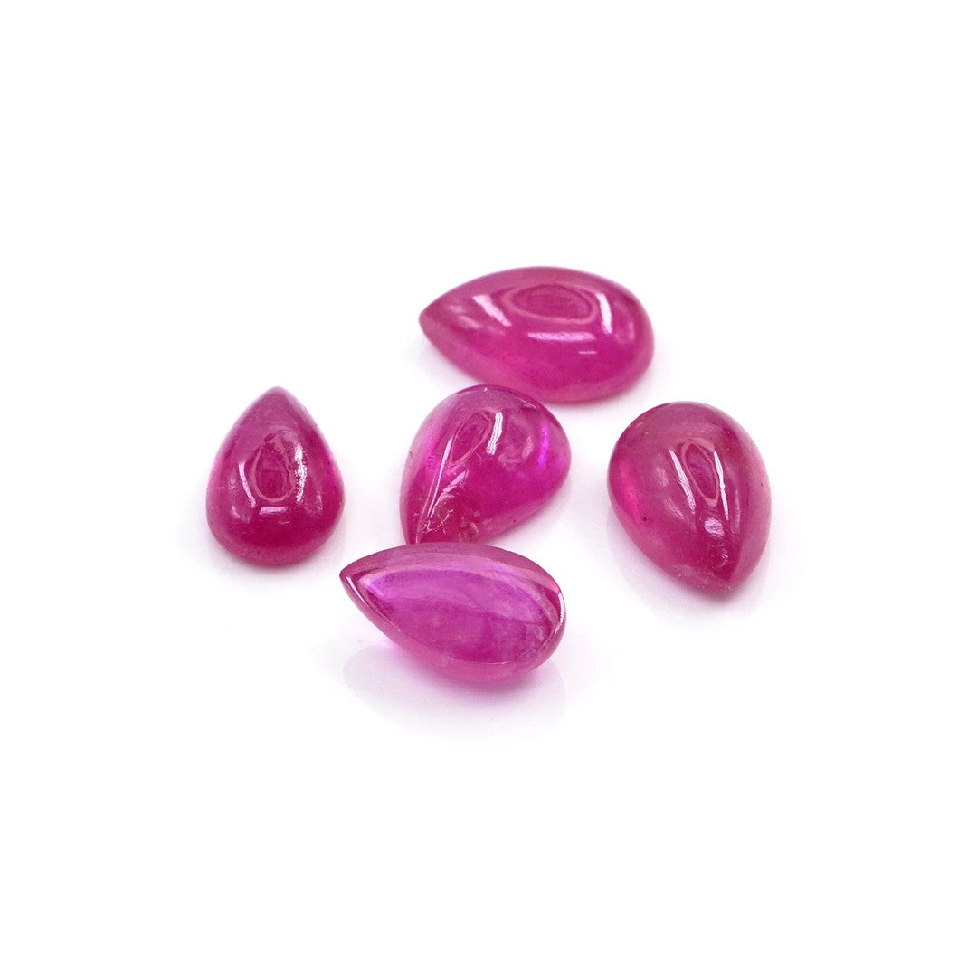 Natural Bangkok Ruby Calibrated Cabochon Pears | 7x9mm & 8x10mm