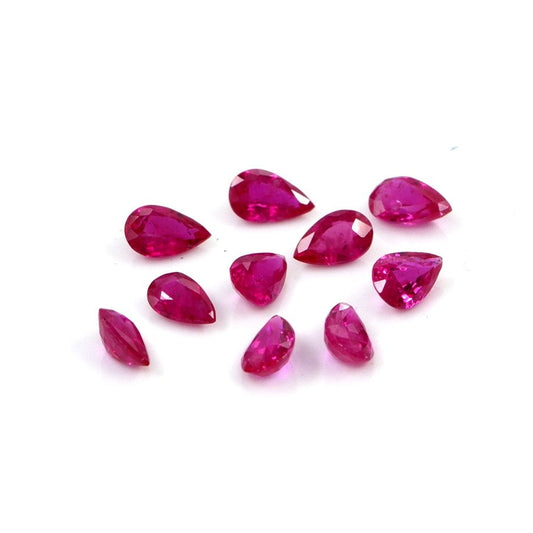 Natural Untreated Mozambique Ruby Calibrated Pears | 3x5mm & 4x6mm