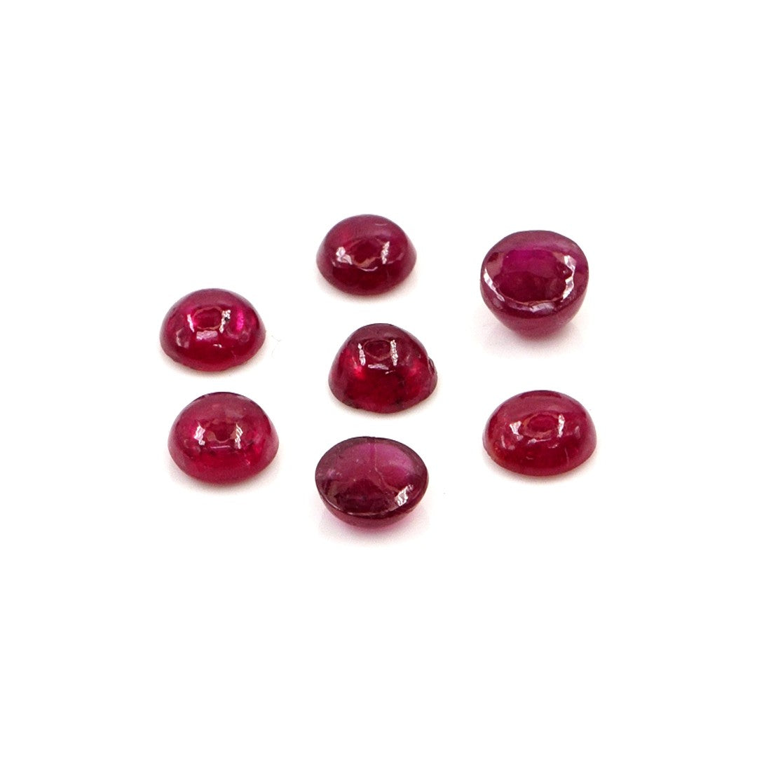 Natural Bangkok Ruby Calibrated Cabochon Rounds | 4mm & 4.5mm