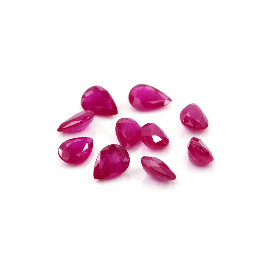 Natural Untreated Mozambique Ruby Calibrated Pears | 3x5mm & 4x6mm
