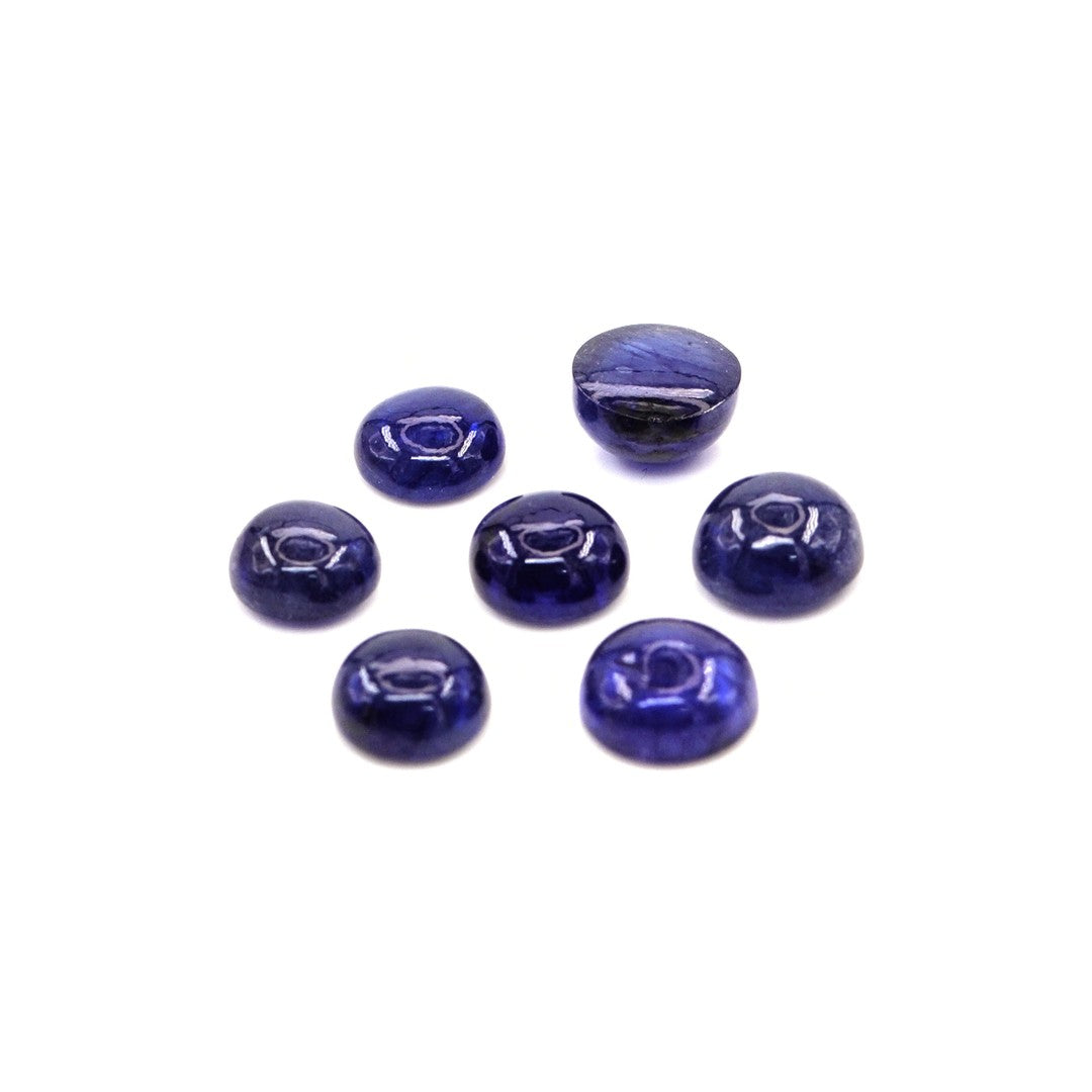 Natural Bangkok Blue Sapphire Calibrated Cabochon Rounds | 7mm & 8mm
