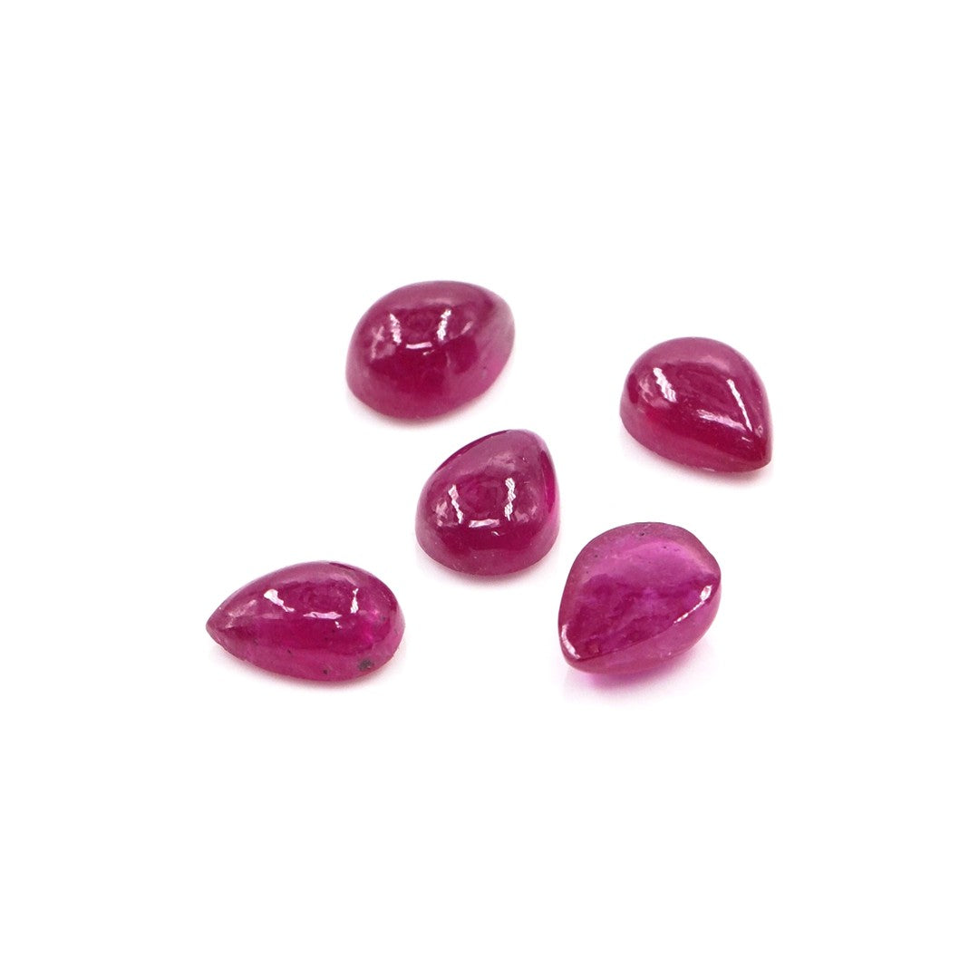 Natural Bangkok Ruby Calibrated Cabochon Pears | 5x7mm & 6x8mm