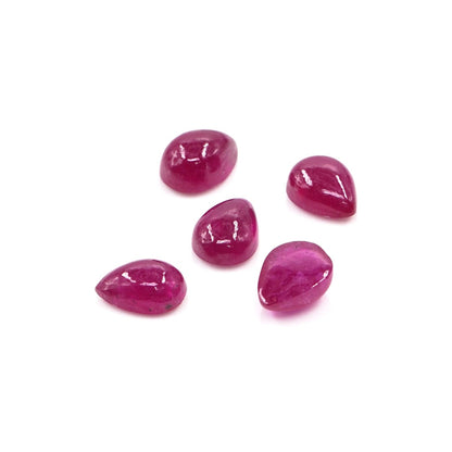 Natural Bangkok Ruby Calibrated Cabochon Pears | 5x7mm & 6x8mm