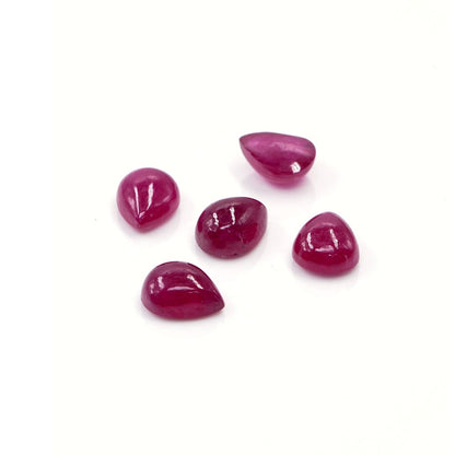 Natural Bangkok Ruby Calibrated Cabochon Pears | 7x9mm & 8x10mm