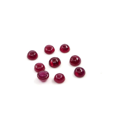 Natural Bangkok Ruby Calibrated Cabochon Rounds | 4mm & 4.5mm