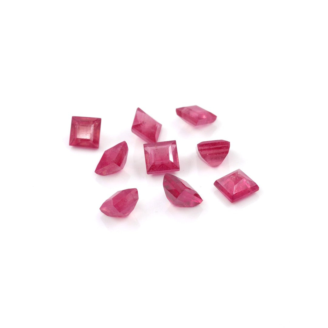 Natural Bangkok Ruby Calibrated Squares | 4mm & 5mm