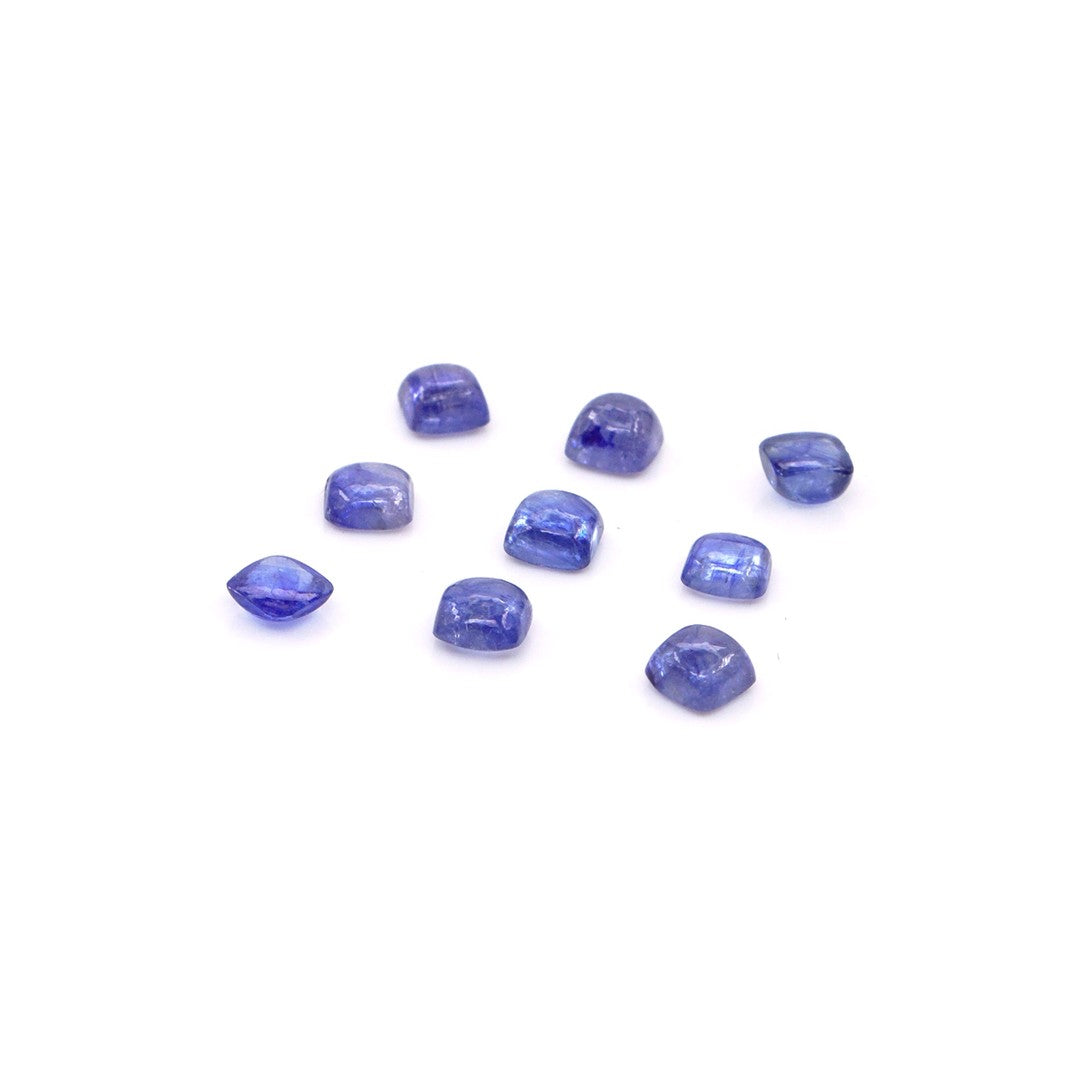 Natural Bangkok Blue Sapphire Calibrated Cabochon Squares | 4mm & 5mm