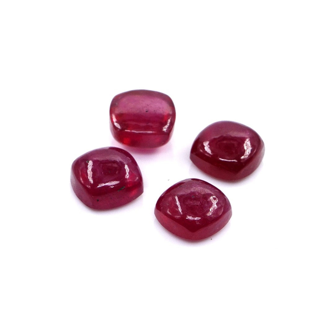 Natural Bangkok Ruby Calibrated Cabochon Cushions | 7mm & 8mm