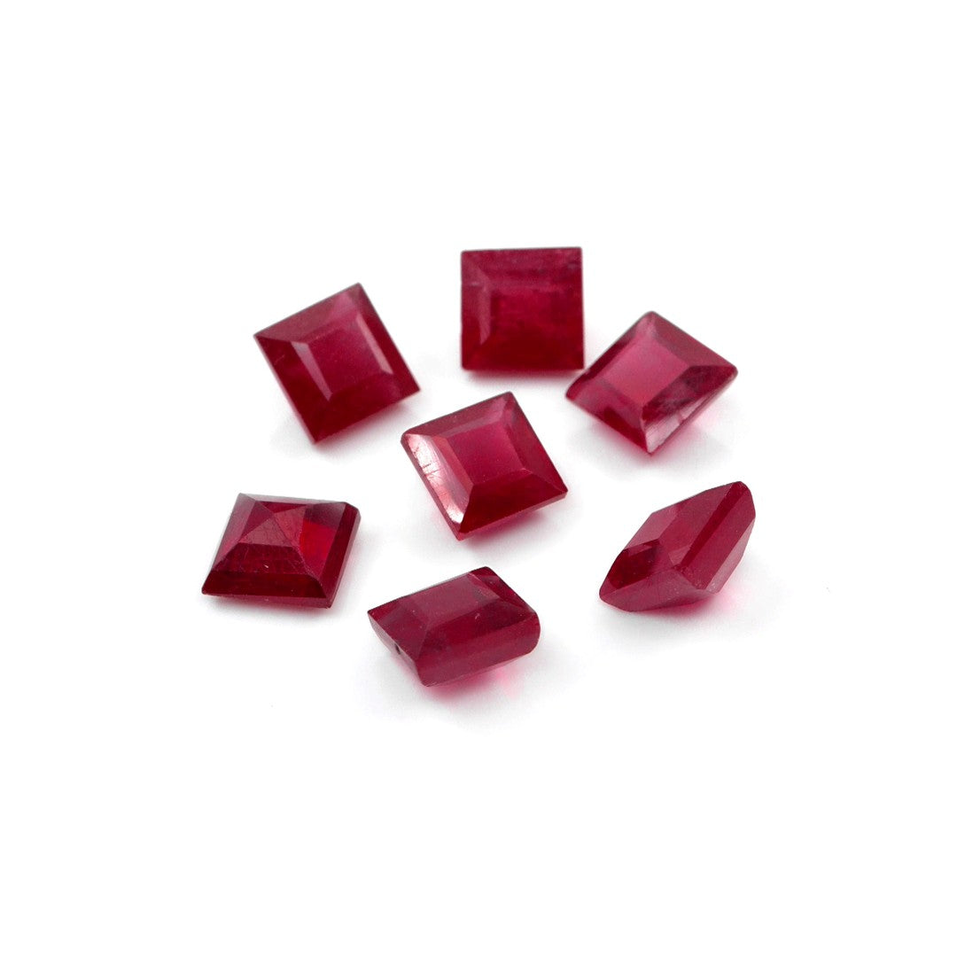 Natural Bangkok Ruby Calibrated Squares | 6mm & 7mm