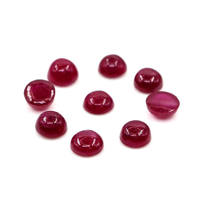 Natural Bangkok Ruby Calibrated Cabochon Rounds | 5mm & 6mm
