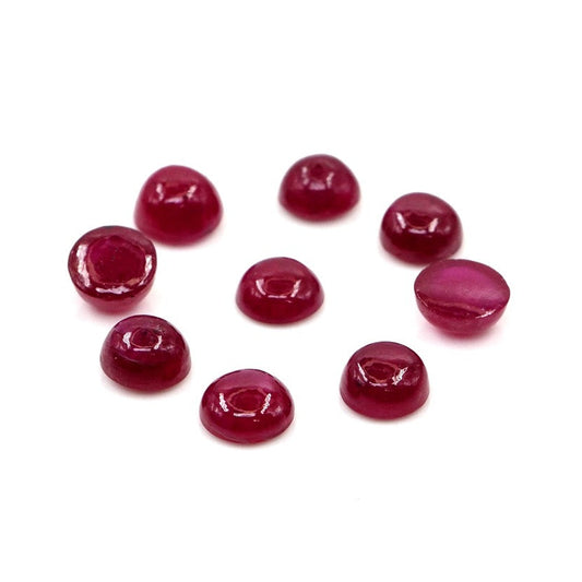 Natural Bangkok Ruby Calibrated Cabochon Rounds | 5mm & 6mm