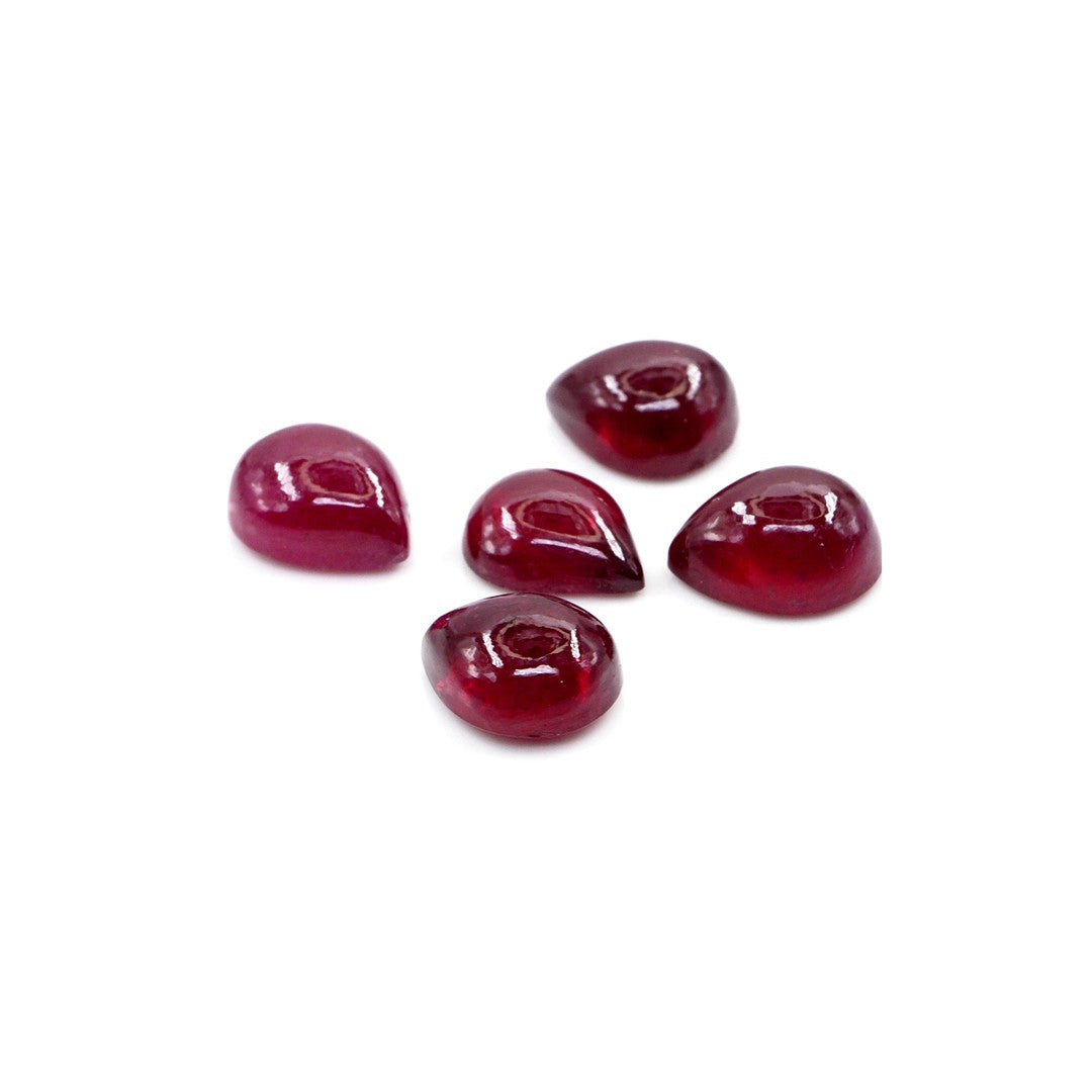 Natural Bangkok Ruby Calibrated Cabochon Pears | 7x9mm & 8x10mm