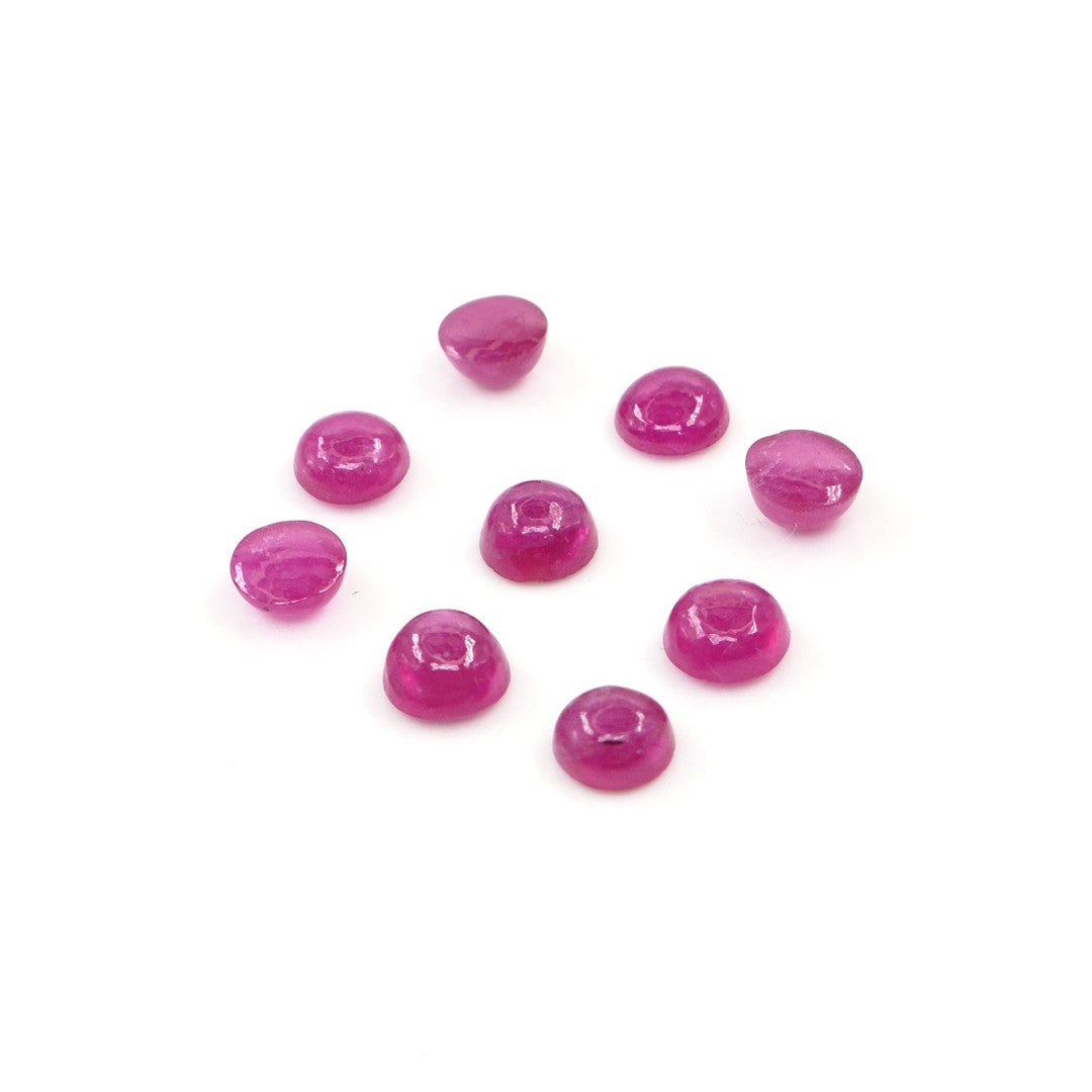 Natural Bangkok Ruby Calibrated Cabochon Rounds | 4mm & 4.5mm