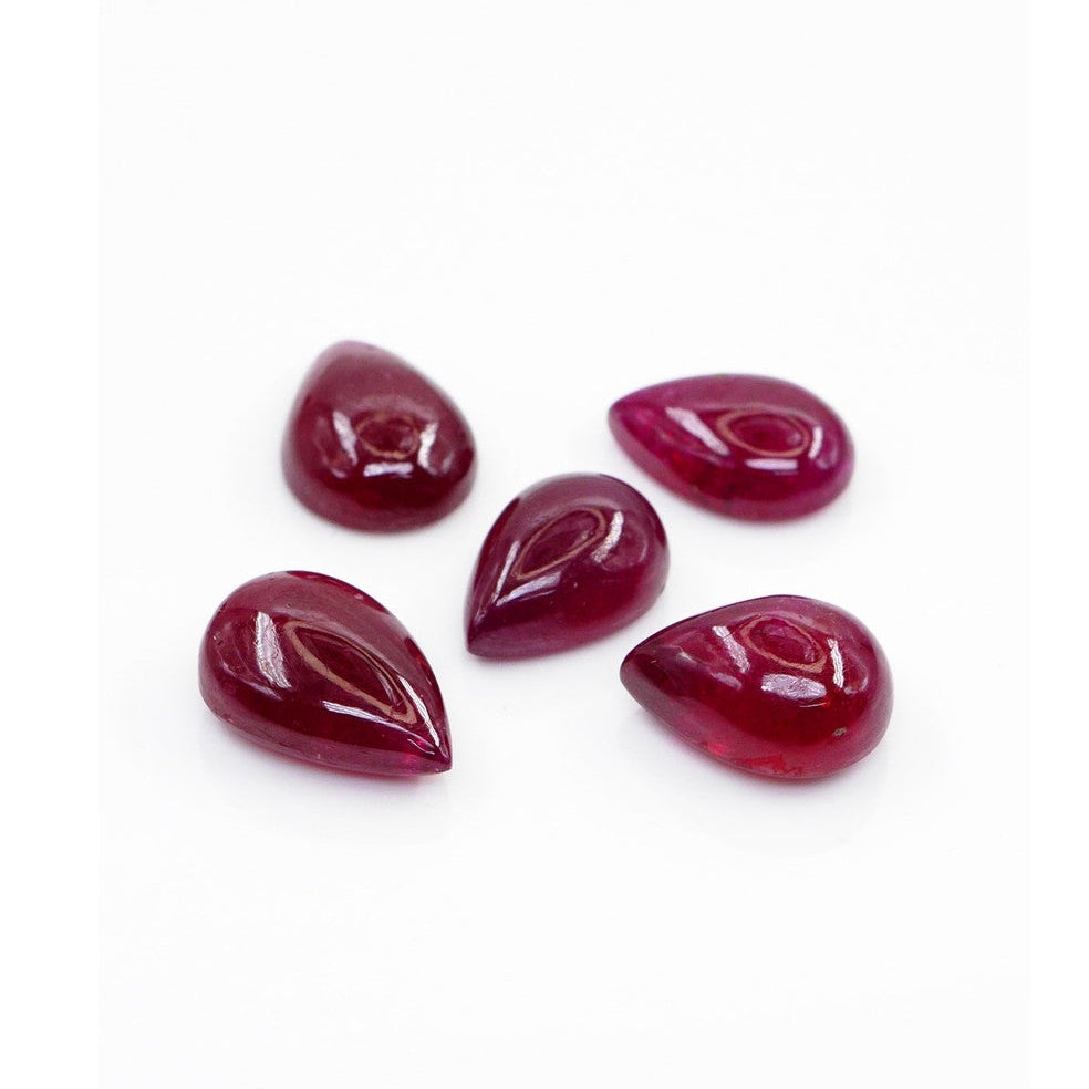 Natural Bangkok Ruby Calibrated Cabochon Pears | 9x13mm & 10x14mm
