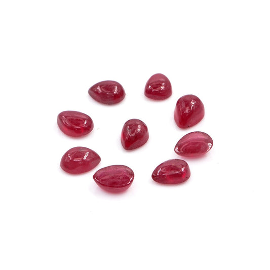 Natural Bangkok Ruby Calibrated Cabochon Pears | 3x4mm & 4x6mm