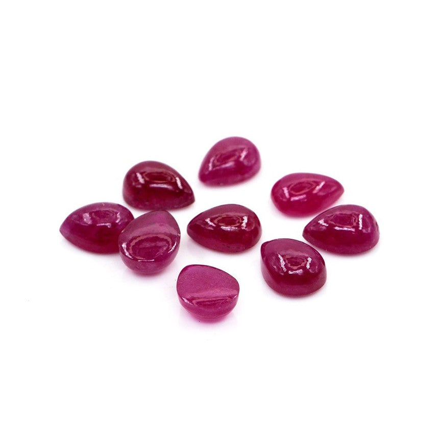 Natural Bangkok Ruby Calibrated Cabochon Pears | 5x7mm & 6x8mm