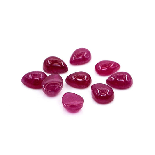 Natural Bangkok Ruby Calibrated Cabochon Pears | 5x7mm & 6x8mm