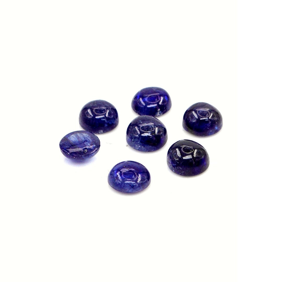 Natural Bangkok Blue Sapphire Calibrated Cabochon Rounds | 5mm & 6mm