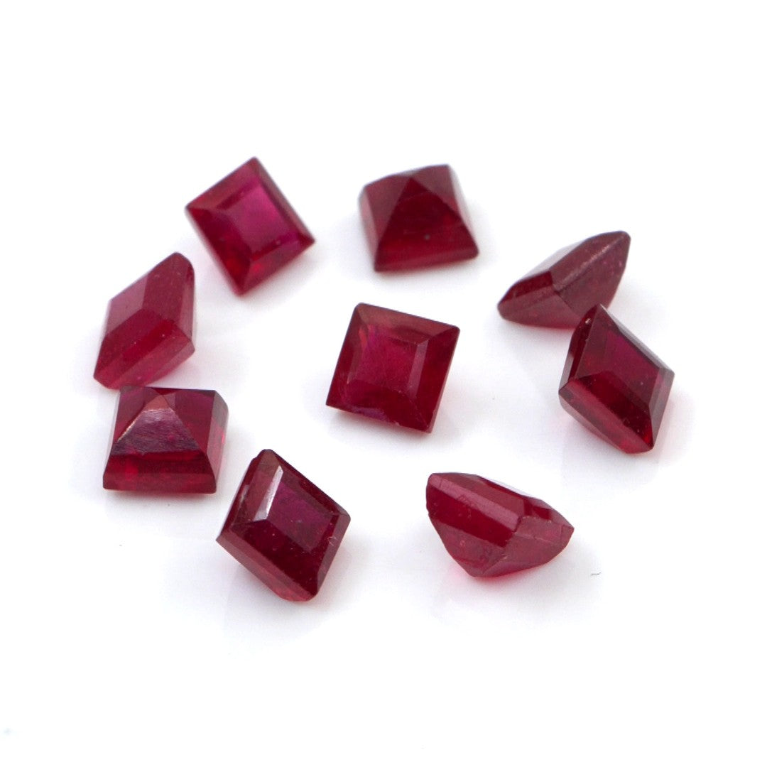Natural Bangkok Ruby Calibrated Squares | 4mm & 5mm