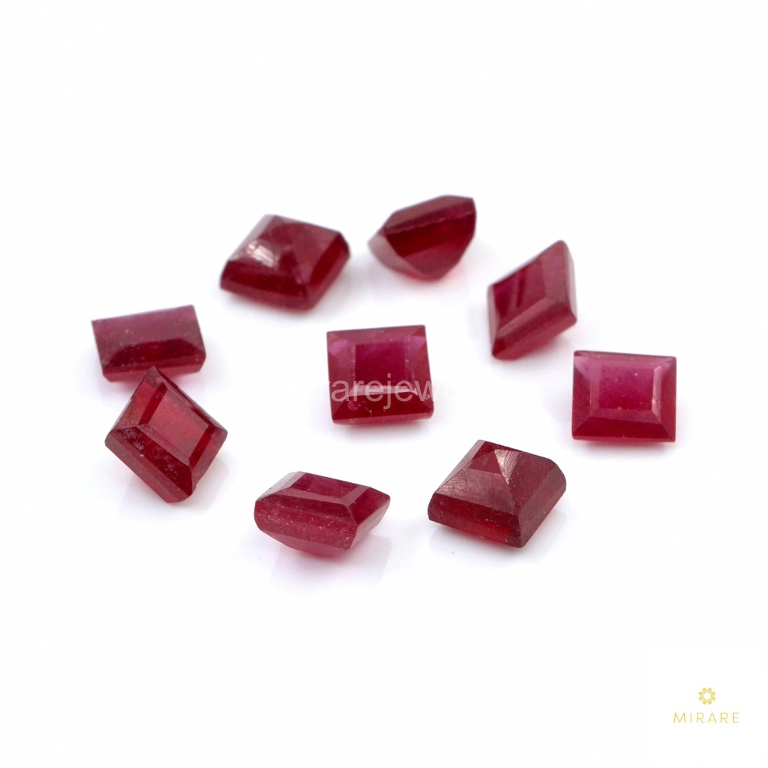 Natural Bangkok Ruby Calibrated Squares | 4mm & 5mm