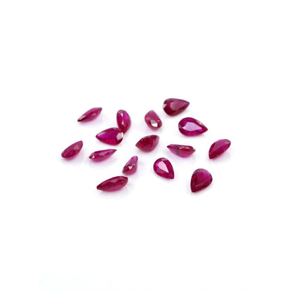 Natural Untreated Mozambique Ruby Calibrated Pears | 3x5mm & 4x6mm