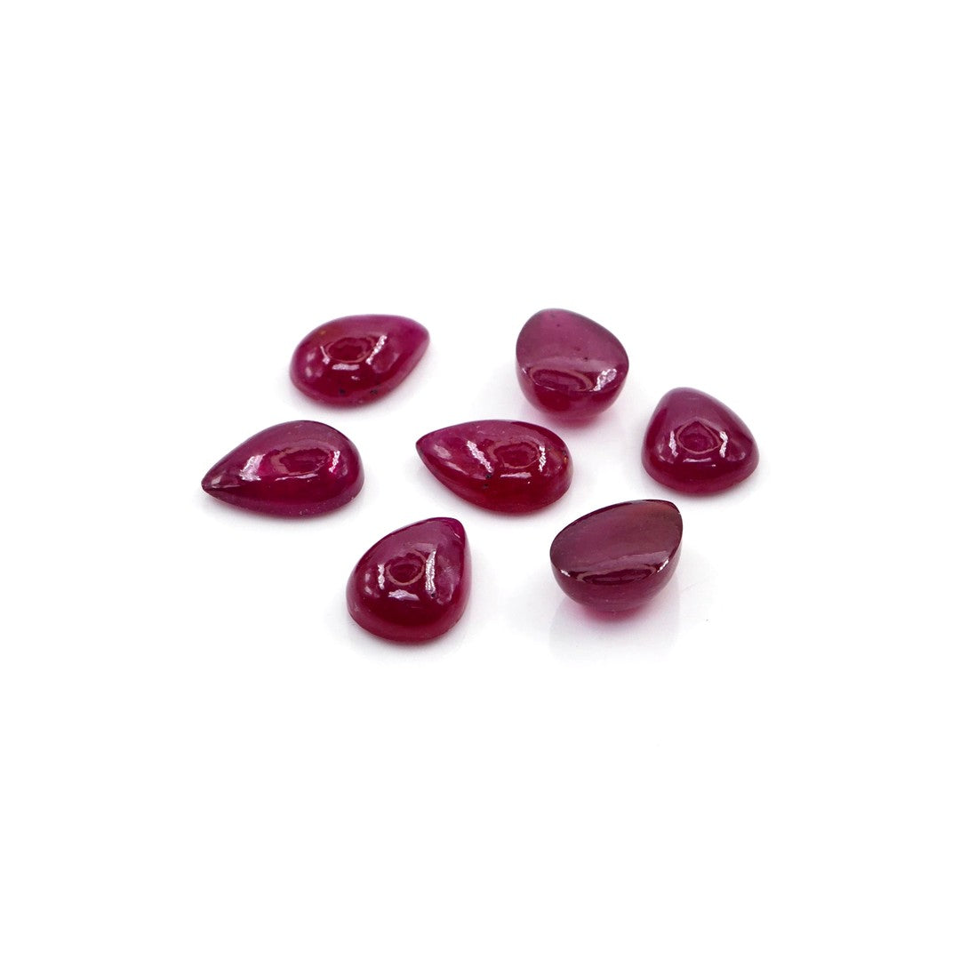 Natural Bangkok Ruby Calibrated Cabochon Pears | 7x9mm & 8x10mm