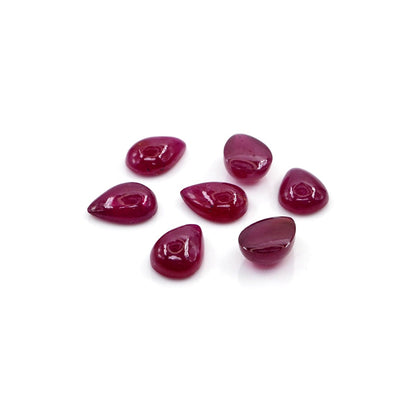 Natural Bangkok Ruby Calibrated Cabochon Pears | 7x9mm & 8x10mm