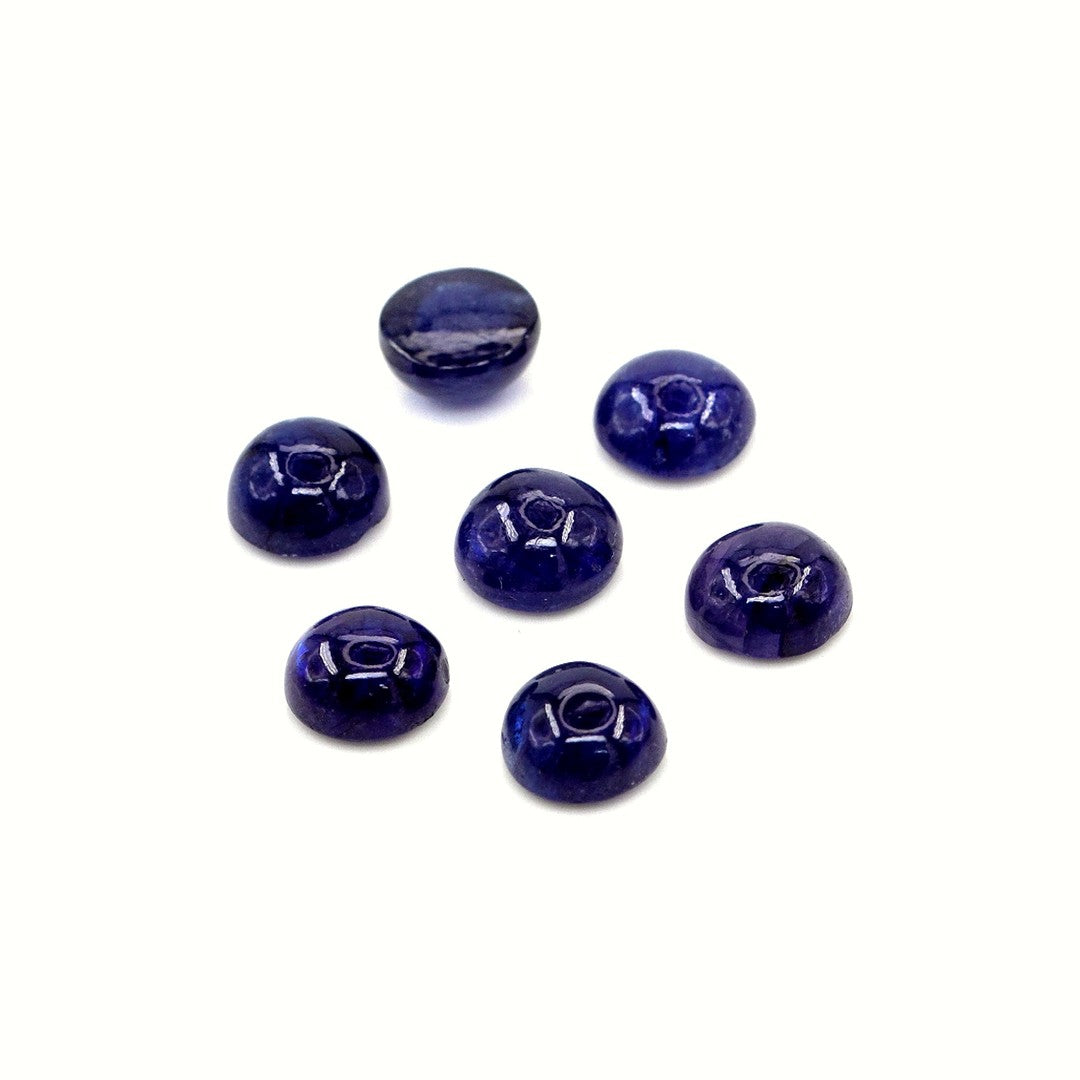 Natural Bangkok Blue Sapphire Calibrated Cabochon Rounds | 5mm & 6mm