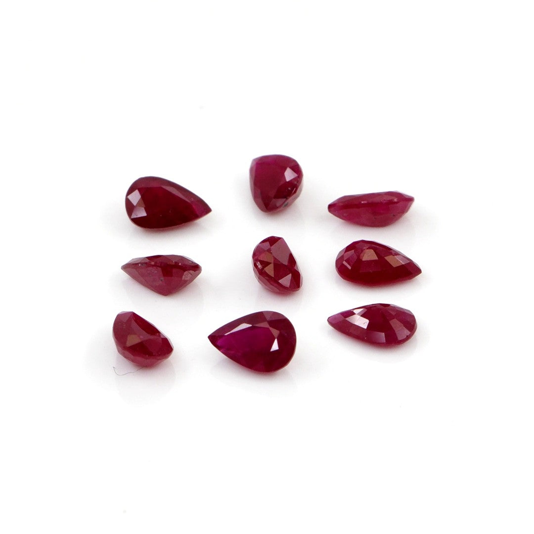 Natural Untreated Mozambique Ruby Calibrated Pears | 3x5mm & 4x6mm