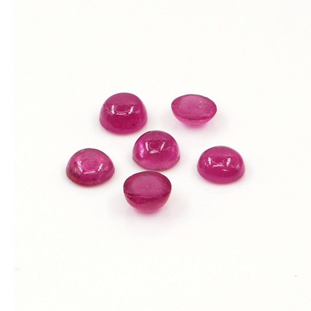 Natural Bangkok Ruby Calibrated Cabochon Rounds | 5mm & 6mm