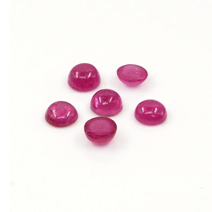 Natural Bangkok Ruby Calibrated Cabochon Rounds | 5mm & 6mm