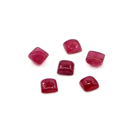 Natural Bangkok Ruby Calibrated Cabochon Squares | 5mm & 6mm