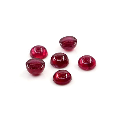 Natural Bangkok Ruby Calibrated Cabochon Rounds | 5mm & 6mm