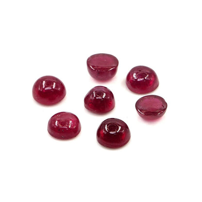 Natural Bangkok Ruby Calibrated Cabochon Rounds | 5mm & 6mm