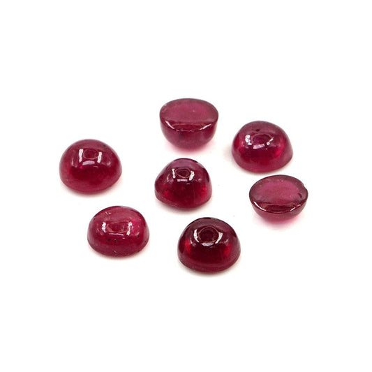 Natural Bangkok Ruby Calibrated Cabochon Rounds | 5mm & 6mm