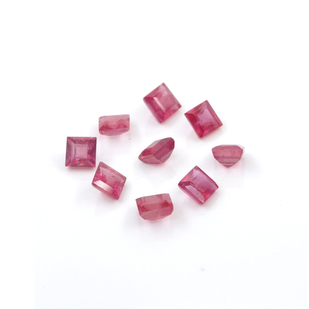 Natural Bangkok Ruby Calibrated Squares | 6mm & 7mm